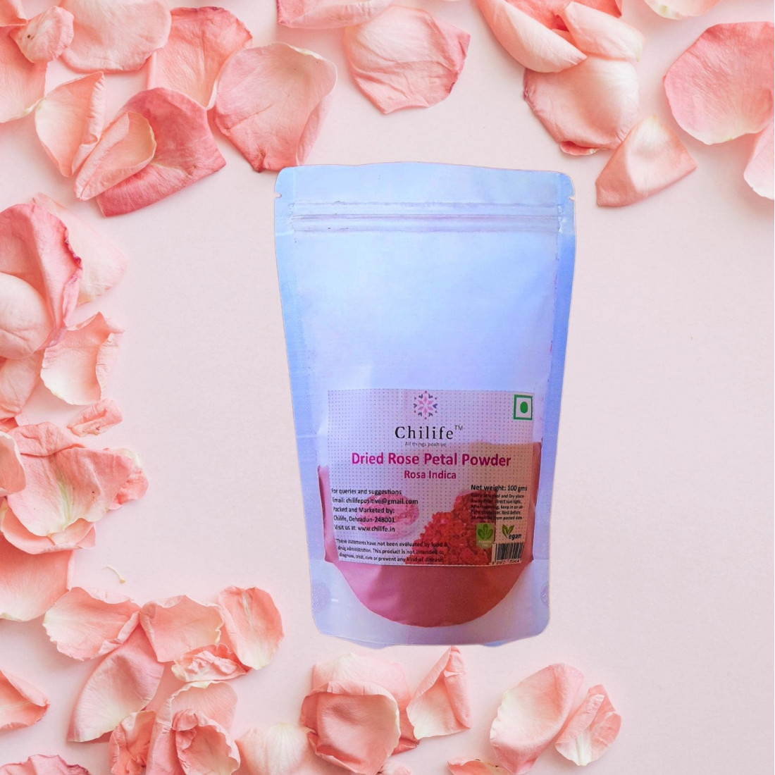 Rose Tooth Powder Organic Rose Petal Powder (Rosa Indica) for Skin & Hair