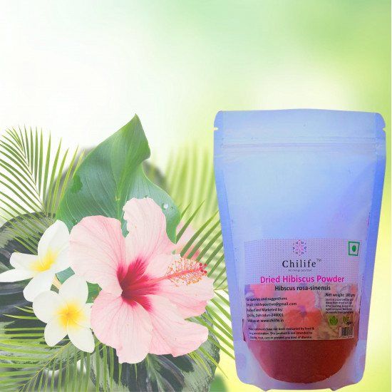 Chilife Dried Hibiscus Powder (Hibiscus Rosa-Sinensis), Pure & 100%  Natural, No Added Preservatives or